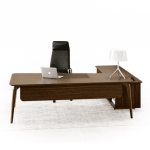 Bureau avec retour et rangement, mobilier de direction africain, table de bureau Cameroun, Afrique.